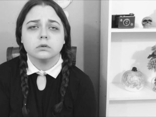 BBW Wednesday Addams Cums HARD for Thing - Halloween Porn