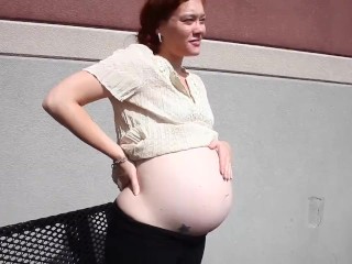 Redhead Pregnant Belly Play